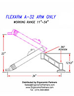 FlexArm Heavy Duty Assembler Arm A-32 Drawing