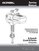 Gorbel's G-Force Q/iQ Models Parts and Service Manual