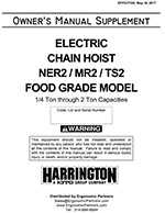 Harrington NER Food Grade Electric Hoist Manual