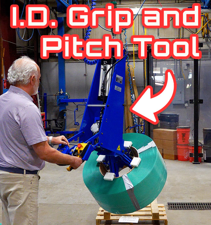 I.D. Grip and Pitch Tool for Strapping and Banding Material Coils